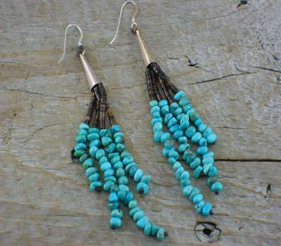 Turquoise Earrings Multi Strand SouthWest Style